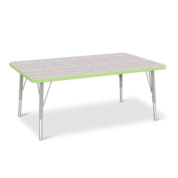 Jonti-Craft Berries Rectangle Activity Table, 30 in. x 48 in., E-height, Driftwood Gray/Key Lime/Gray 6473JCE451 - main